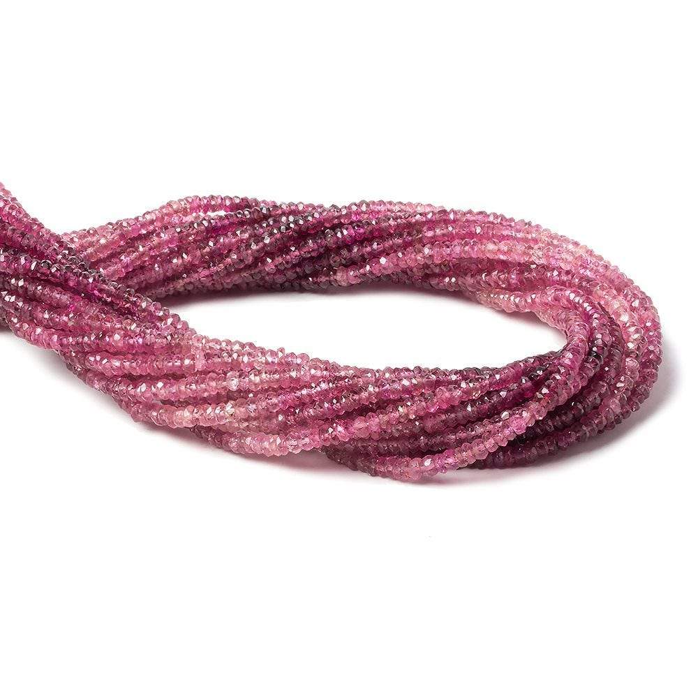 Shaded Rubellite Tourmaline Faceted Rondelle Beads, 2.5mm, 13-Inch Strand