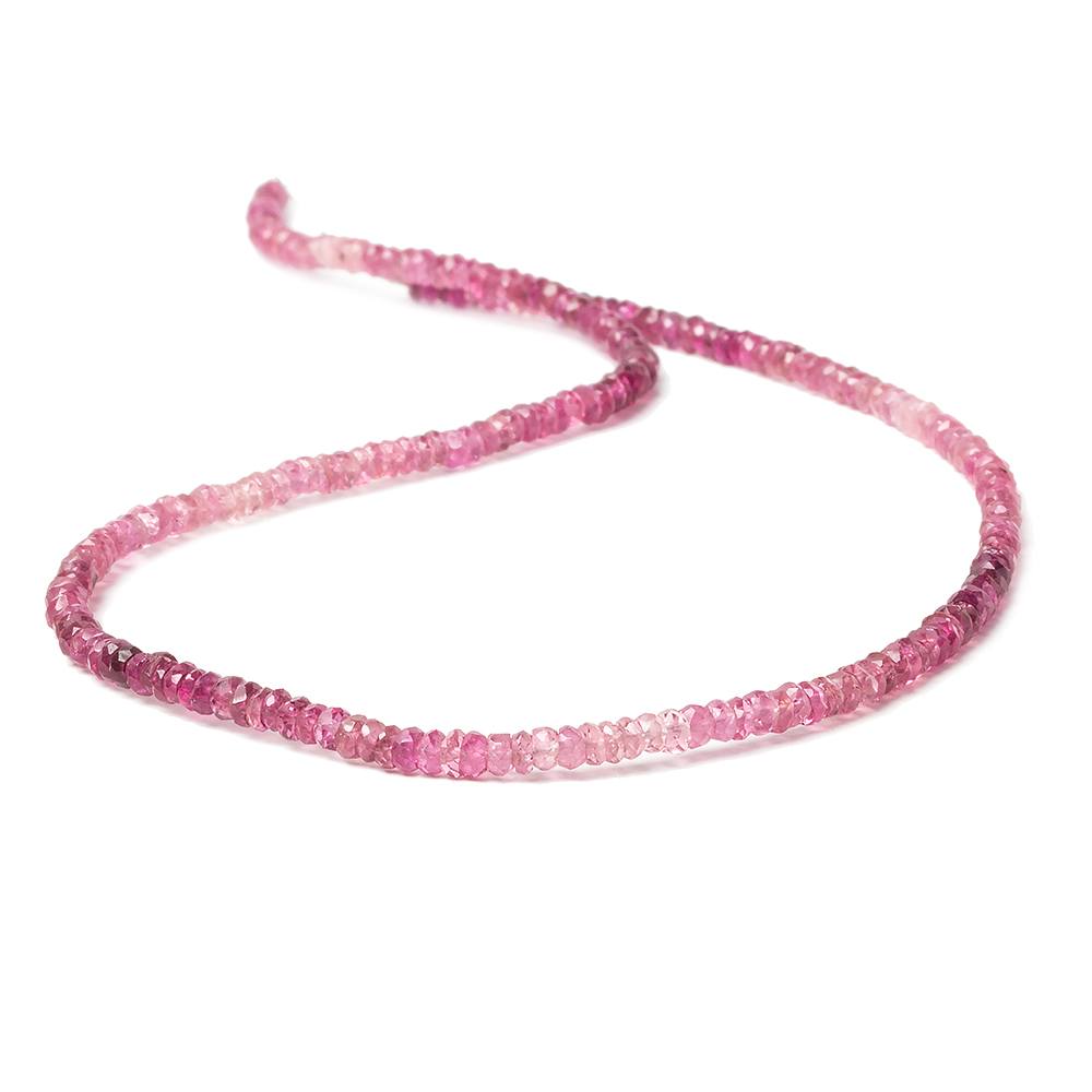 Shaded Rubellite Tourmaline Faceted Rondelle Beads, 2.5mm, 13-Inch Strand