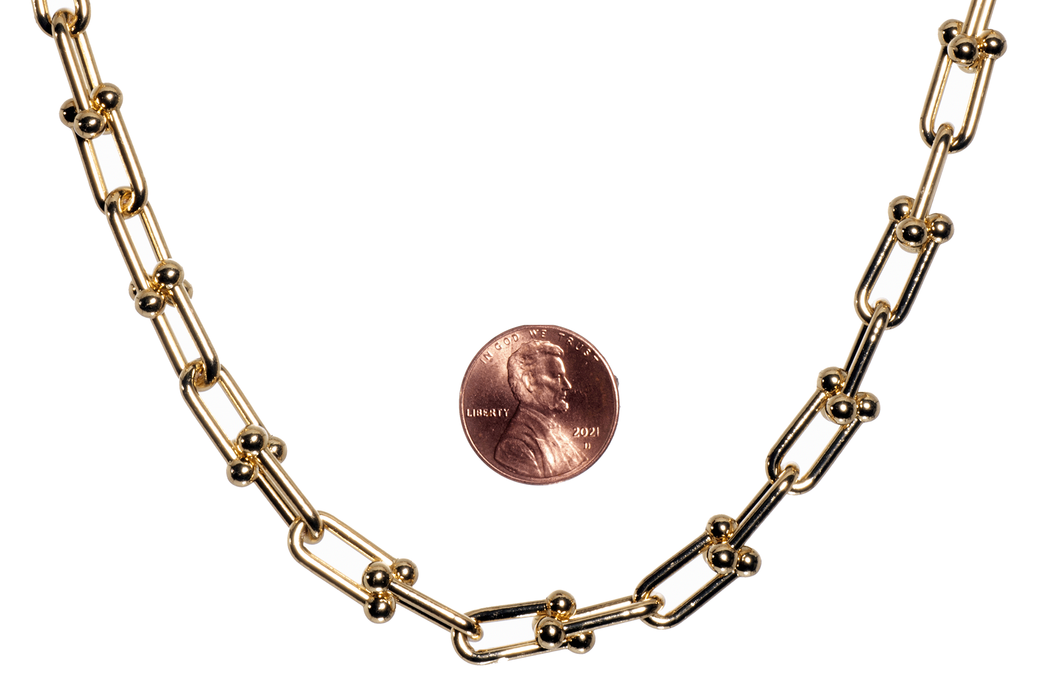 U Shaped Specialty Chain - Available in Silver & Gold - Measures 15.8mm x 7.2mm - Sold by the Foot - CH 2606