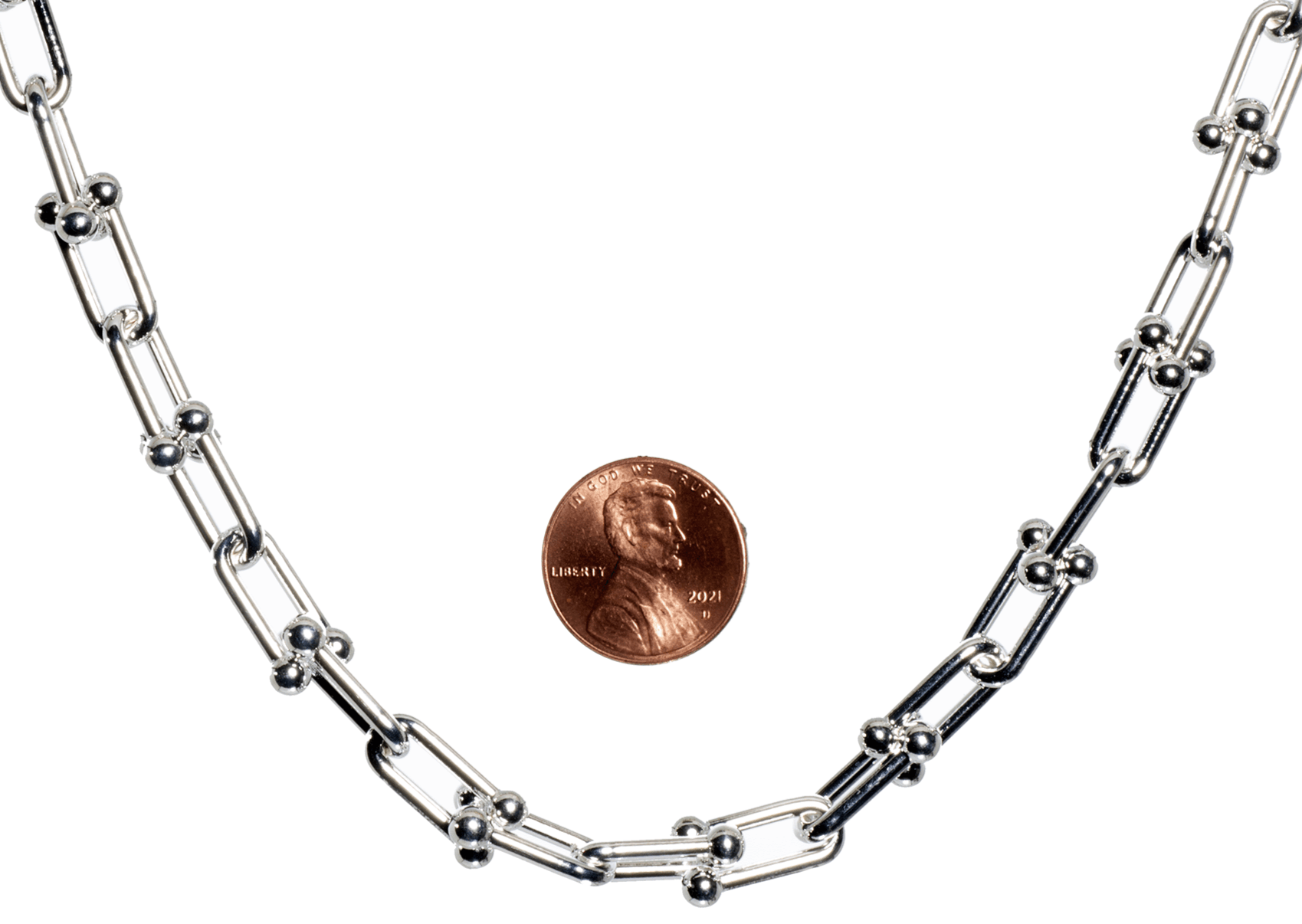 U Shaped Specialty Chain - Available in Silver & Gold - Measures 15.8mm x 7.2mm - Sold by the Foot - CH 2606