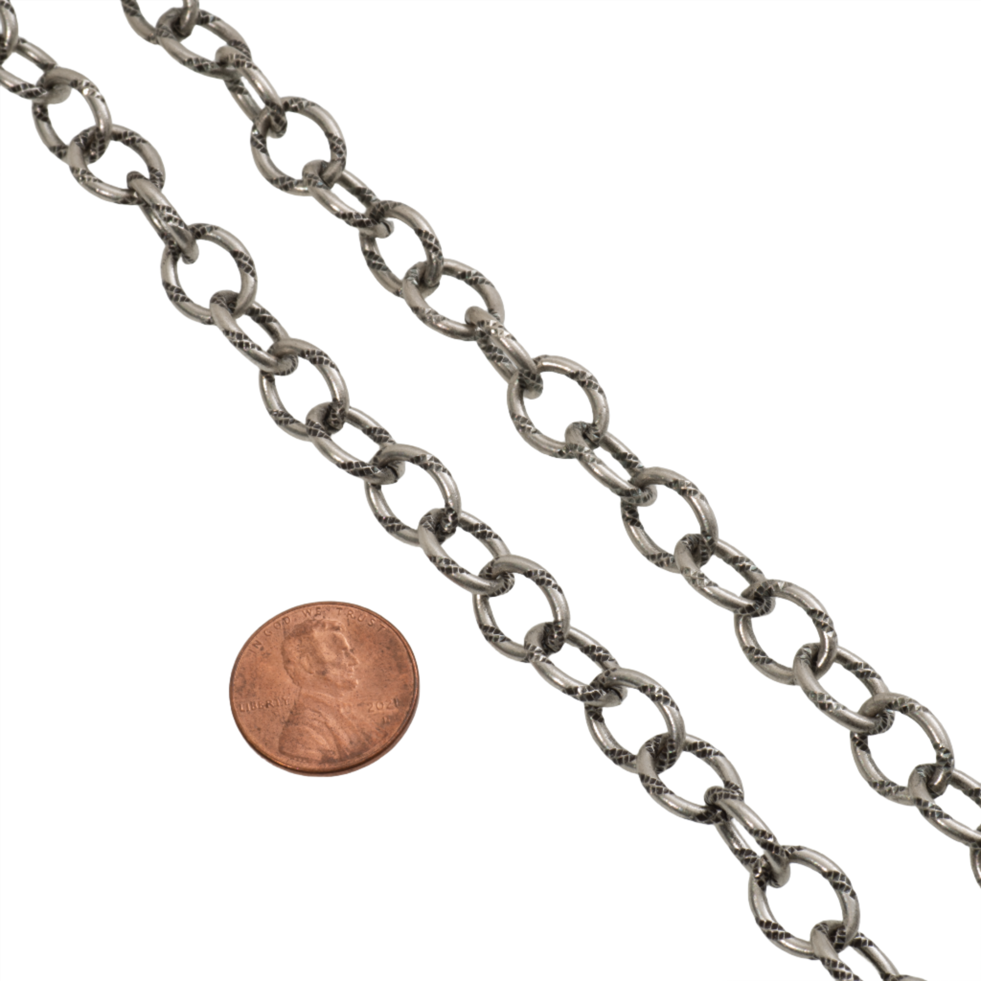 Cable Chain - Oval Textured 9.5mm x 12mm - Multiple Colors - Per Foot