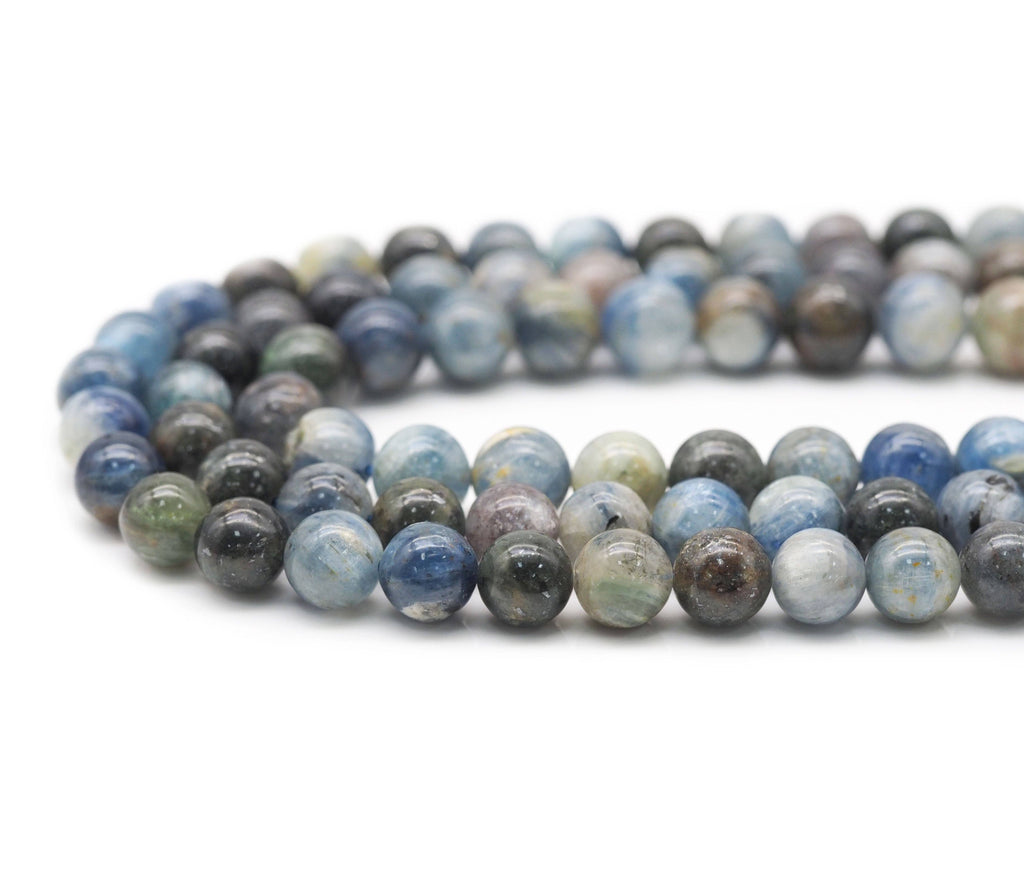 Blue Kyanite Smooth Round Beads, 6mm, 8mm or 10mm, 15–16-Inch Strand