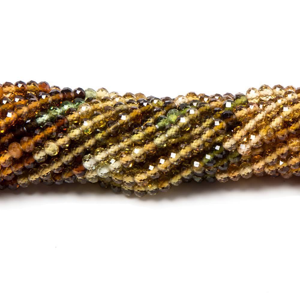 Multicolor Tourmaline Micro-Faceted Rondelle Beads, 2.8mm, 15-Inch Strand
