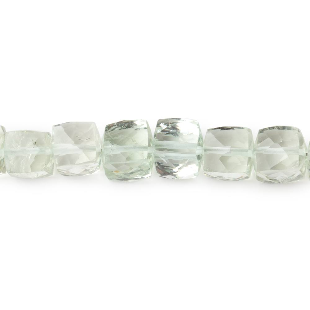 5–6.5mm Prasiolite (Green Amethyst) Faceted Cube Beads, 8-Inch Strand