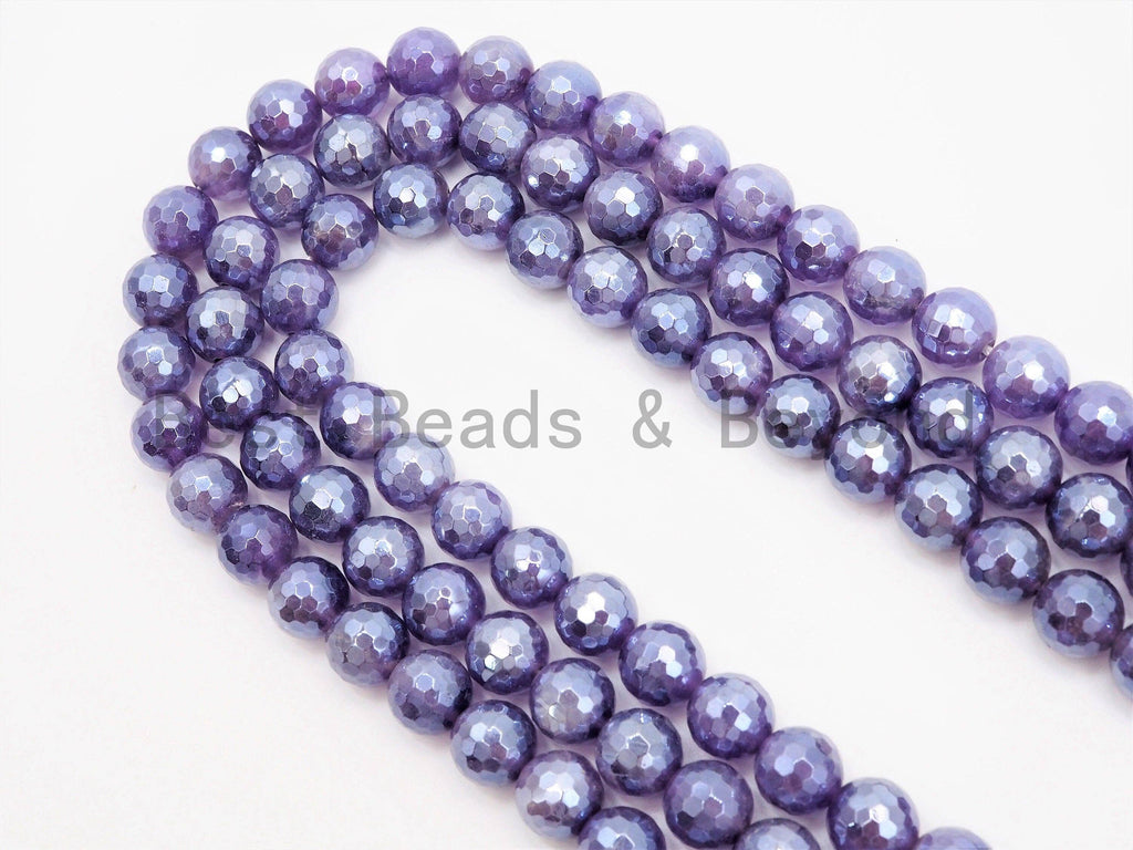 Mystic-Plated Amethyst Faceted Round Beads, 6–12mm, 15–16-Inch Strand
