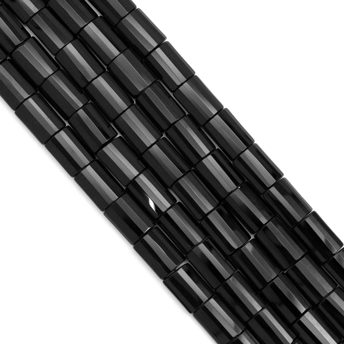 Black Onyx Faceted Pillow Beads, 12x16mm or 15x20mm, 15–16-Inch Strand