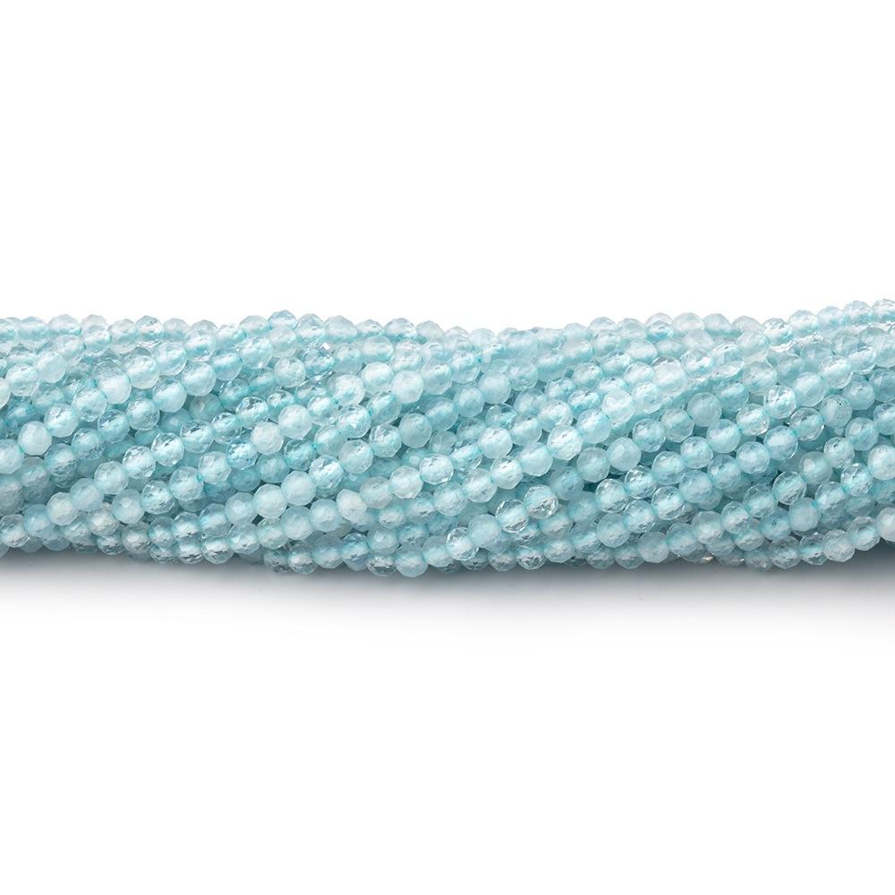 Aquamarine Micro-Faceted Round Beads, 2mm, 12.5-Inch Strand