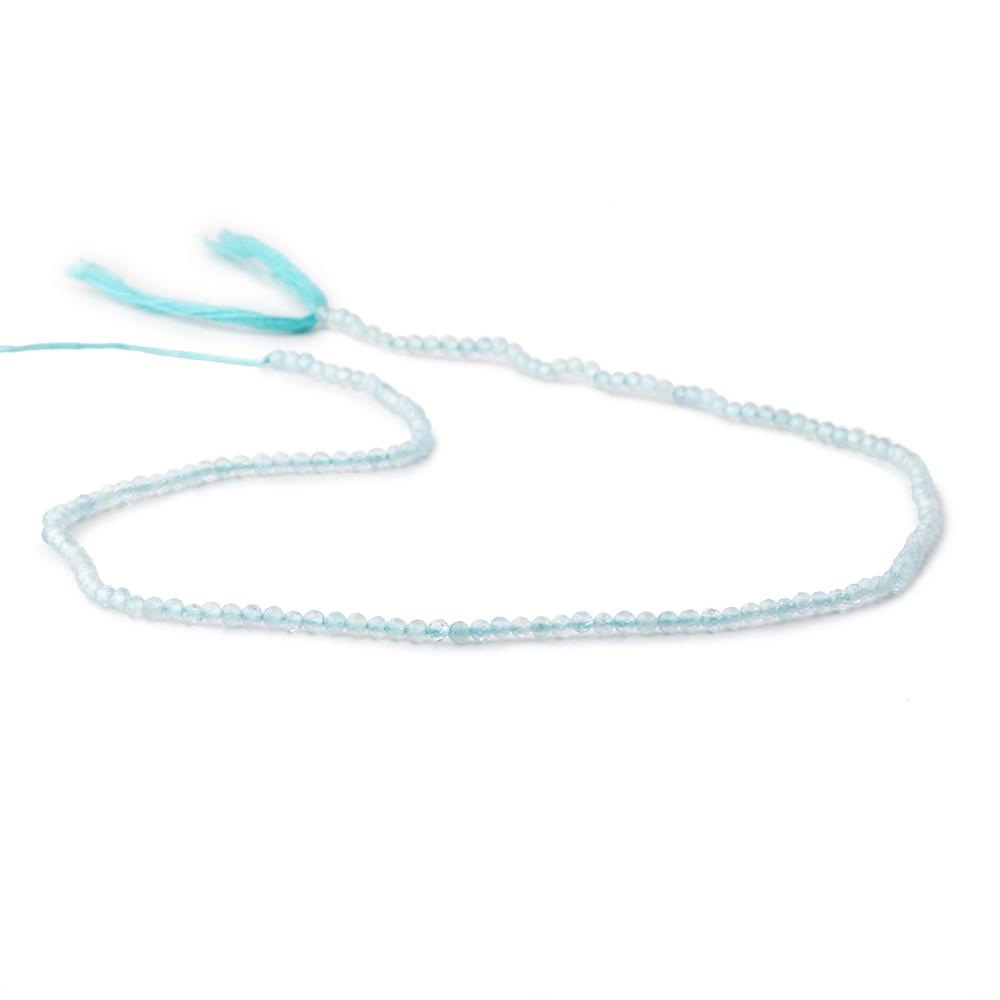 Aquamarine Micro-Faceted Round Beads, 2mm, 12.5-Inch Strand