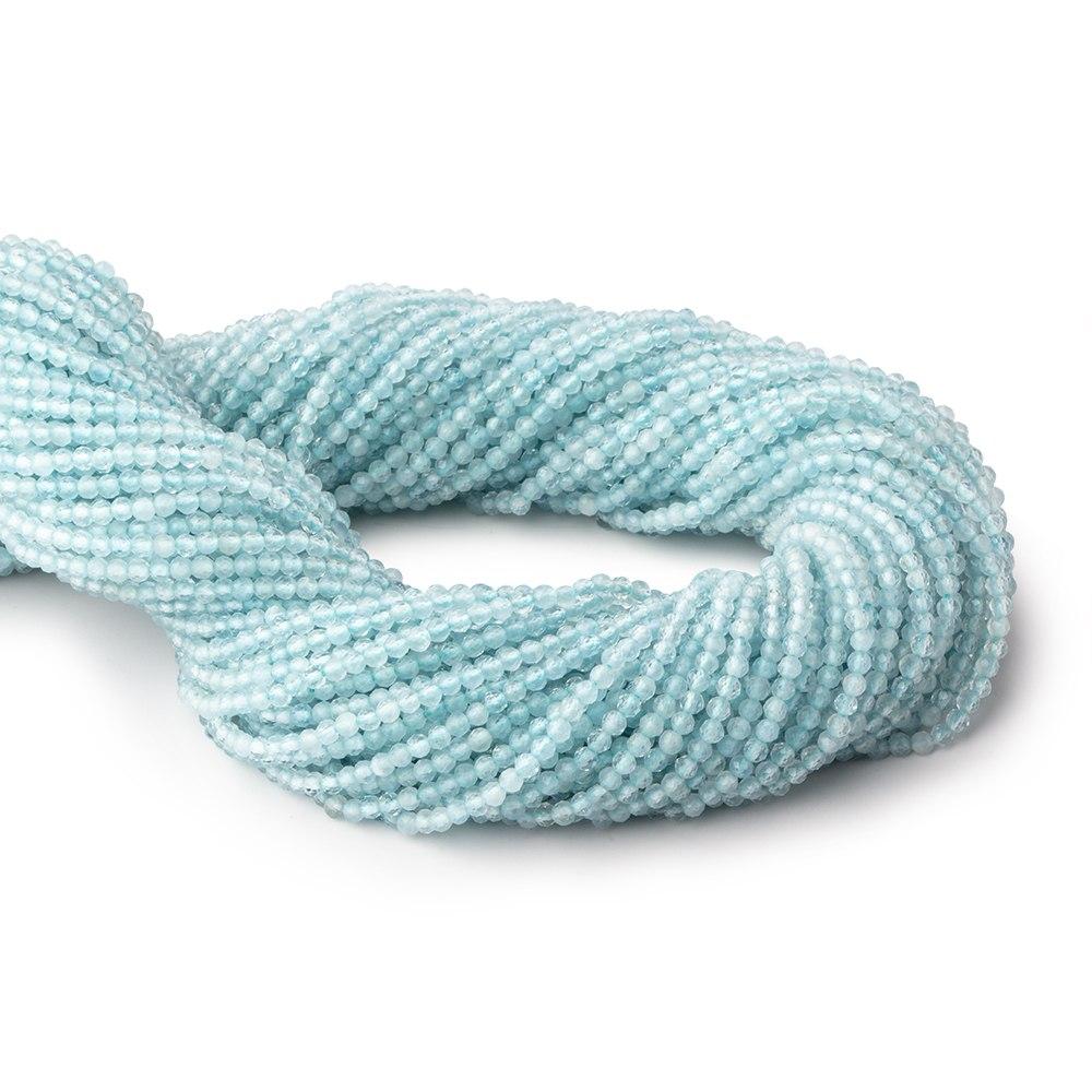 Aquamarine Micro-Faceted Round Beads, 2mm, 12.5-Inch Strand