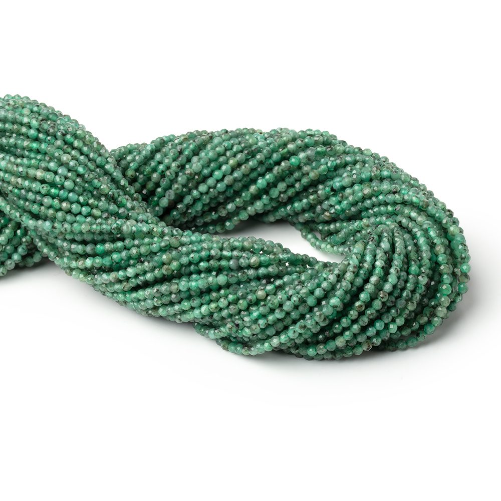 Brazilian Emerald Micro-Faceted Round Bead Strand – 2mm
