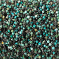 2mm Chinese Turquoise micro faceted round Black Gold Dangling Chain by the foot