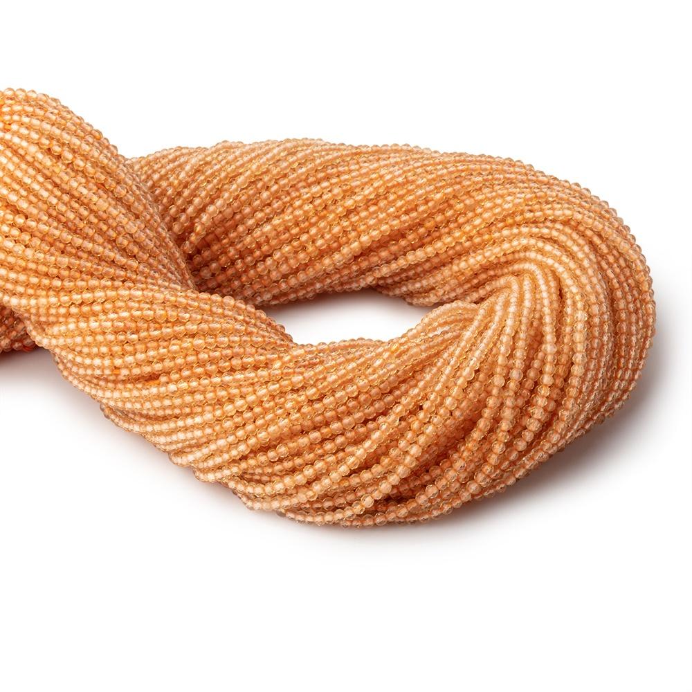 2mm Citrine Micro-Faceted Round Beads, 12.5-Inch Strand