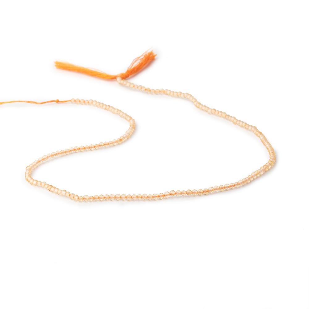 2mm Citrine Micro-Faceted Round Beads, 12.5-Inch Strand