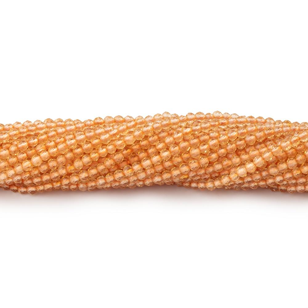 2mm Citrine Micro-Faceted Round Beads, 12.5-Inch Strand
