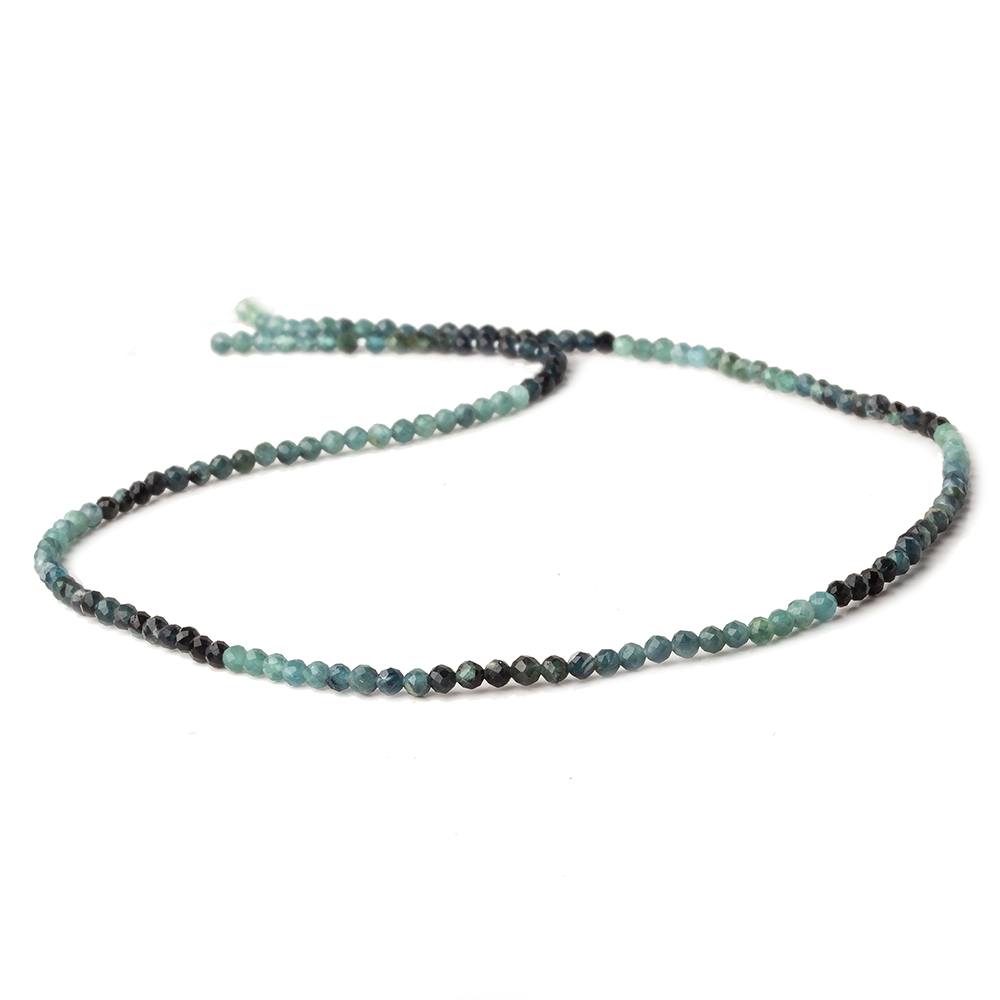 Indicolite Blue Tourmaline Micro-Faceted Round Beads, 2mm, 13-Inch Strand