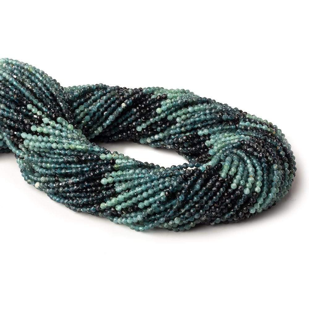 Indicolite Blue Tourmaline Micro-Faceted Round Beads, 2mm, 13-Inch Strand