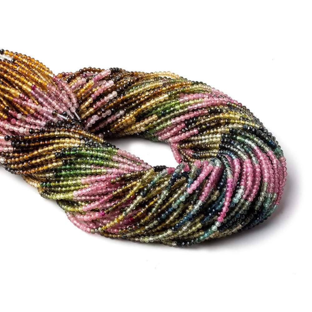 Multicolor Tourmaline Faceted Round Beads, 2mm, 13-Inch Strand
