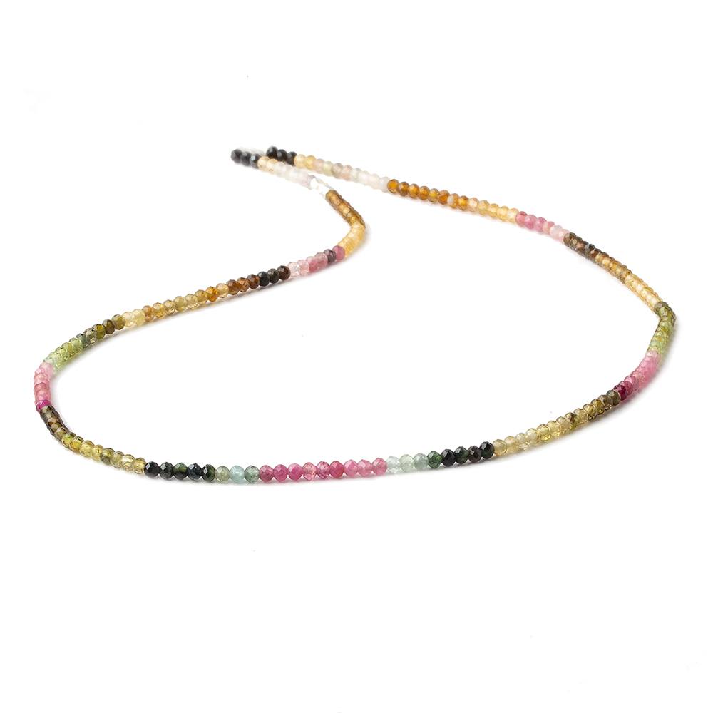 Multicolor Tourmaline Faceted Round Beads, 2mm, 13-Inch Strand