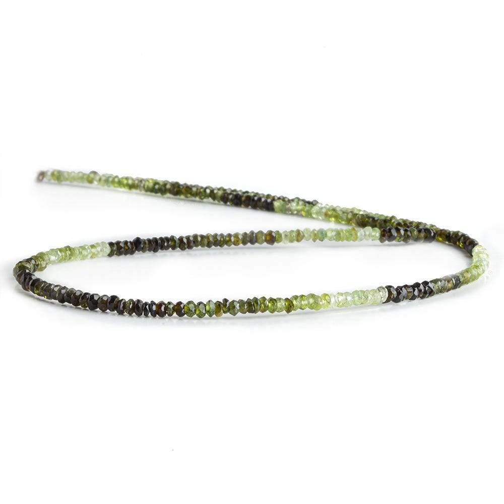 Green Tourmaline Faceted Rondelle Beads, 2mm