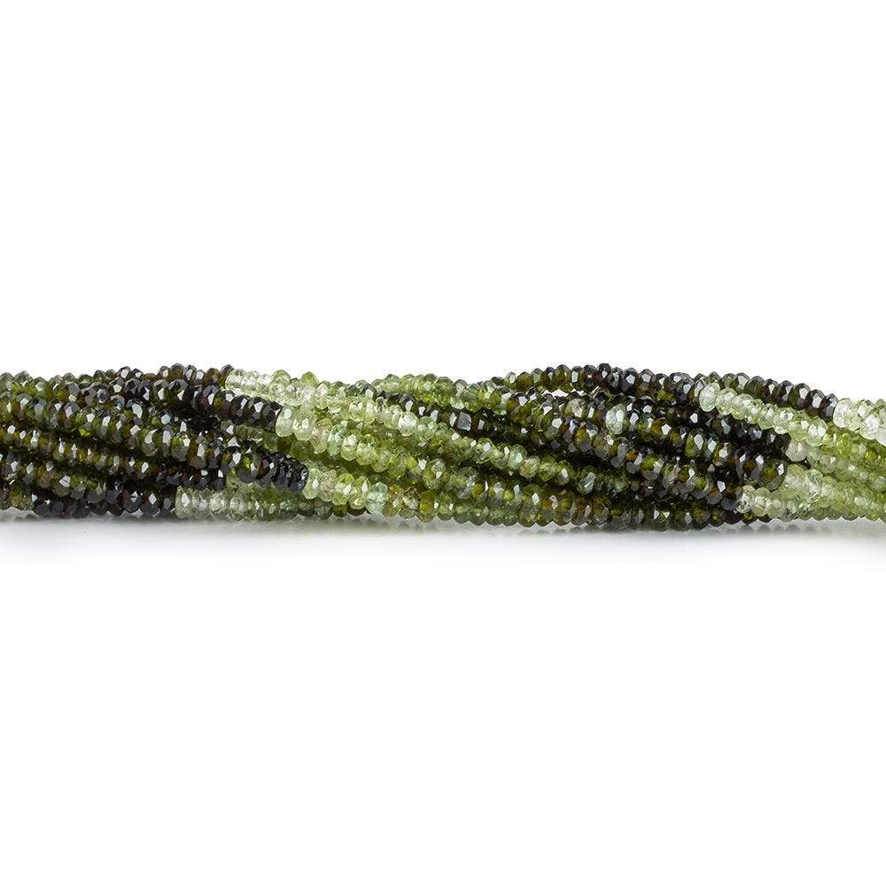 Green Tourmaline Faceted Rondelle Beads, 2mm