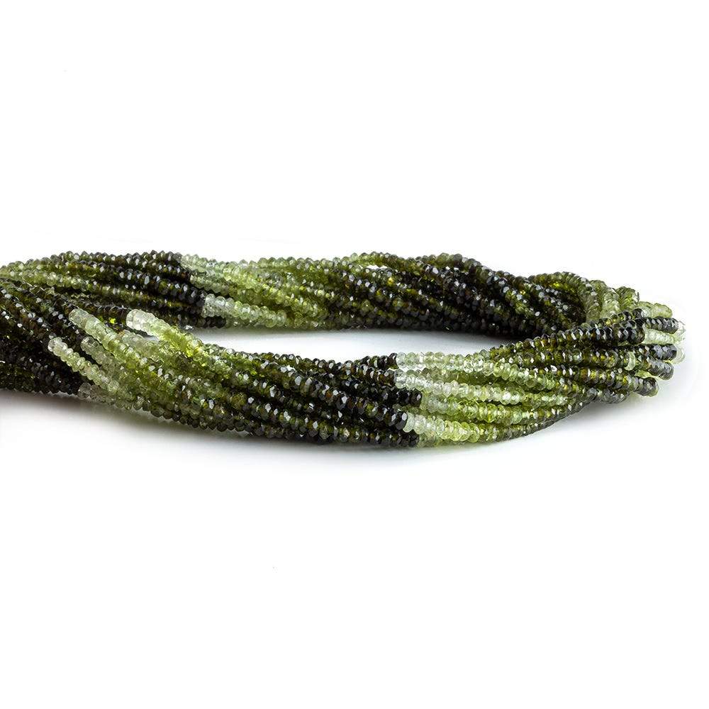Green Tourmaline Faceted Rondelle Beads, 2mm