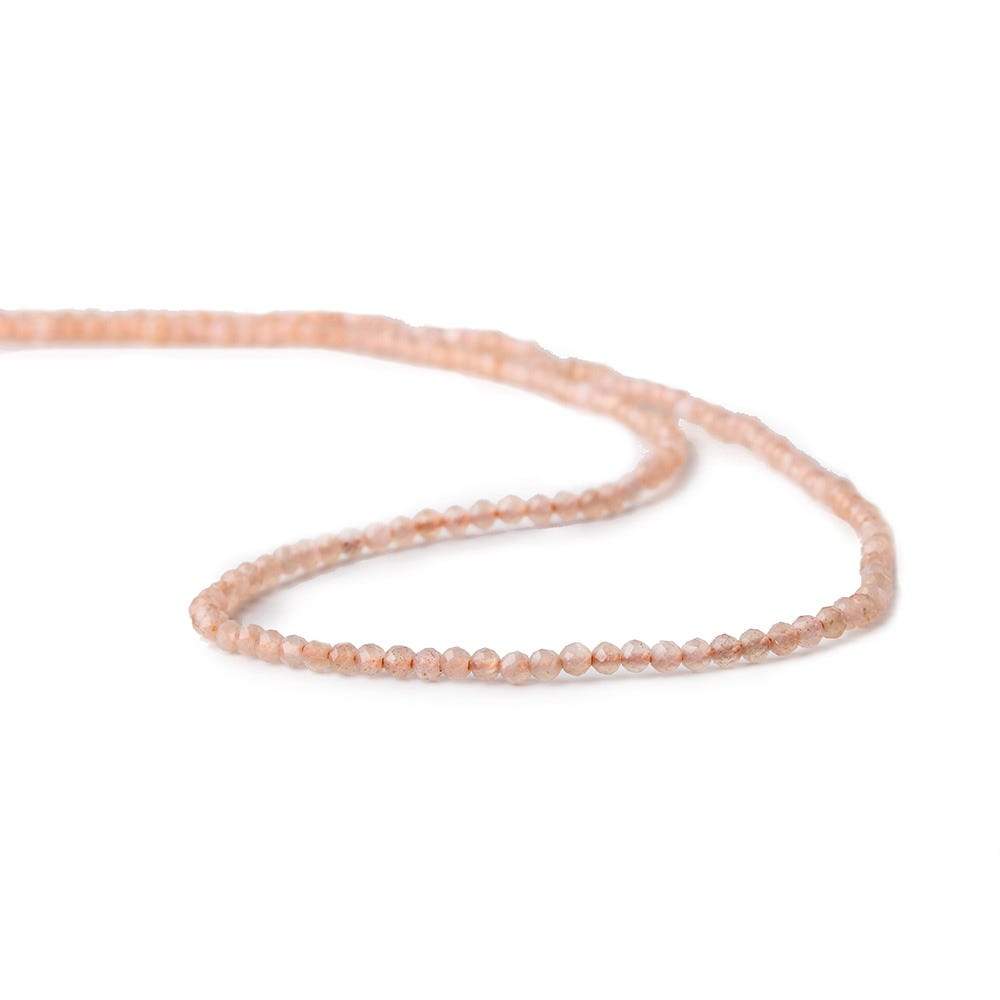 2.2mm Peach Moonstone microfaceted round beads 13 inch 175 pieces