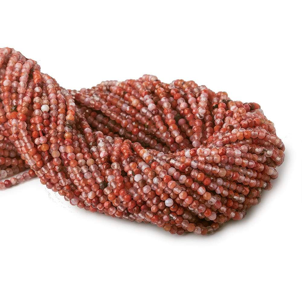Red Jasper & Multicolor Agate Microfaceted Round Beads, 2mm, 13-Inch Strand