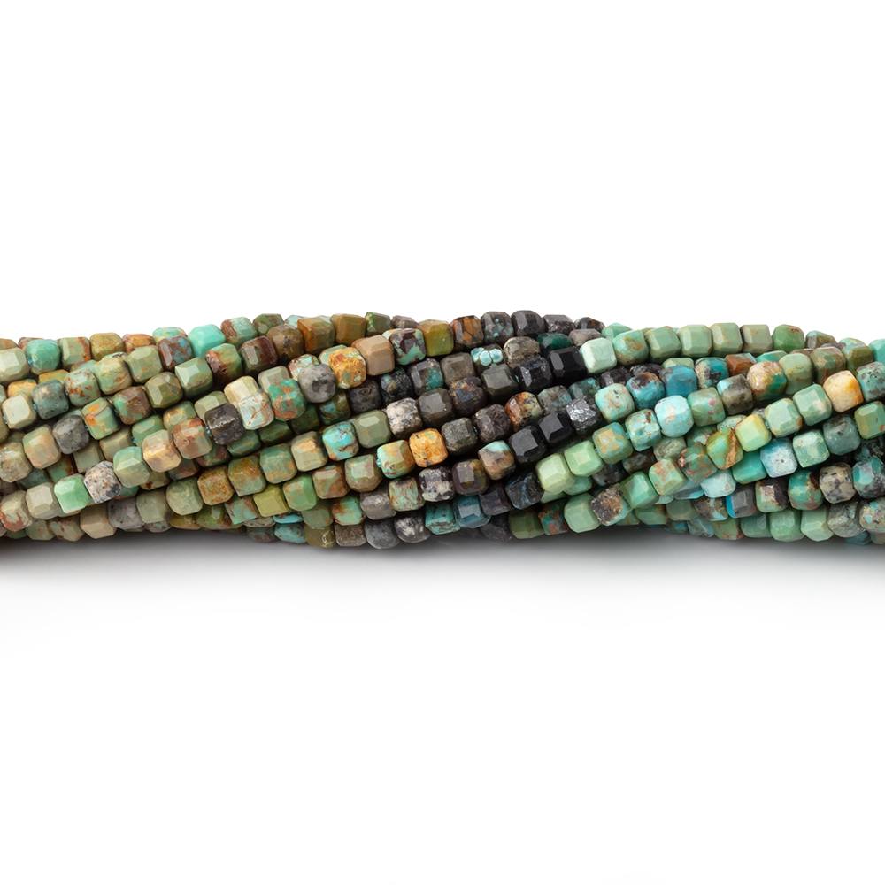 2mm Shaded African Turquoise Micro Faceted Cube 12.5 inch 140 Beads
