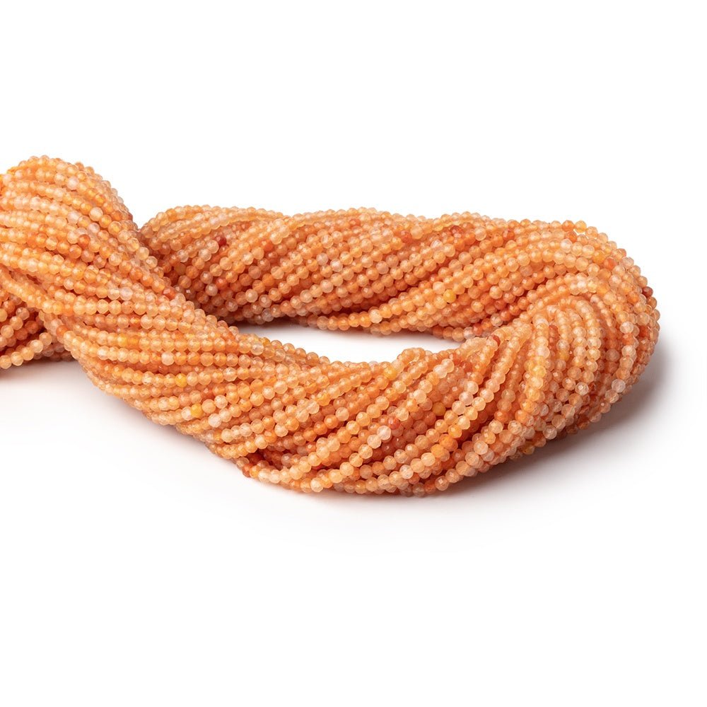 Shaded Carnelian Micro-Faceted Round Beads, 2mm, 12.5-Inch Strand