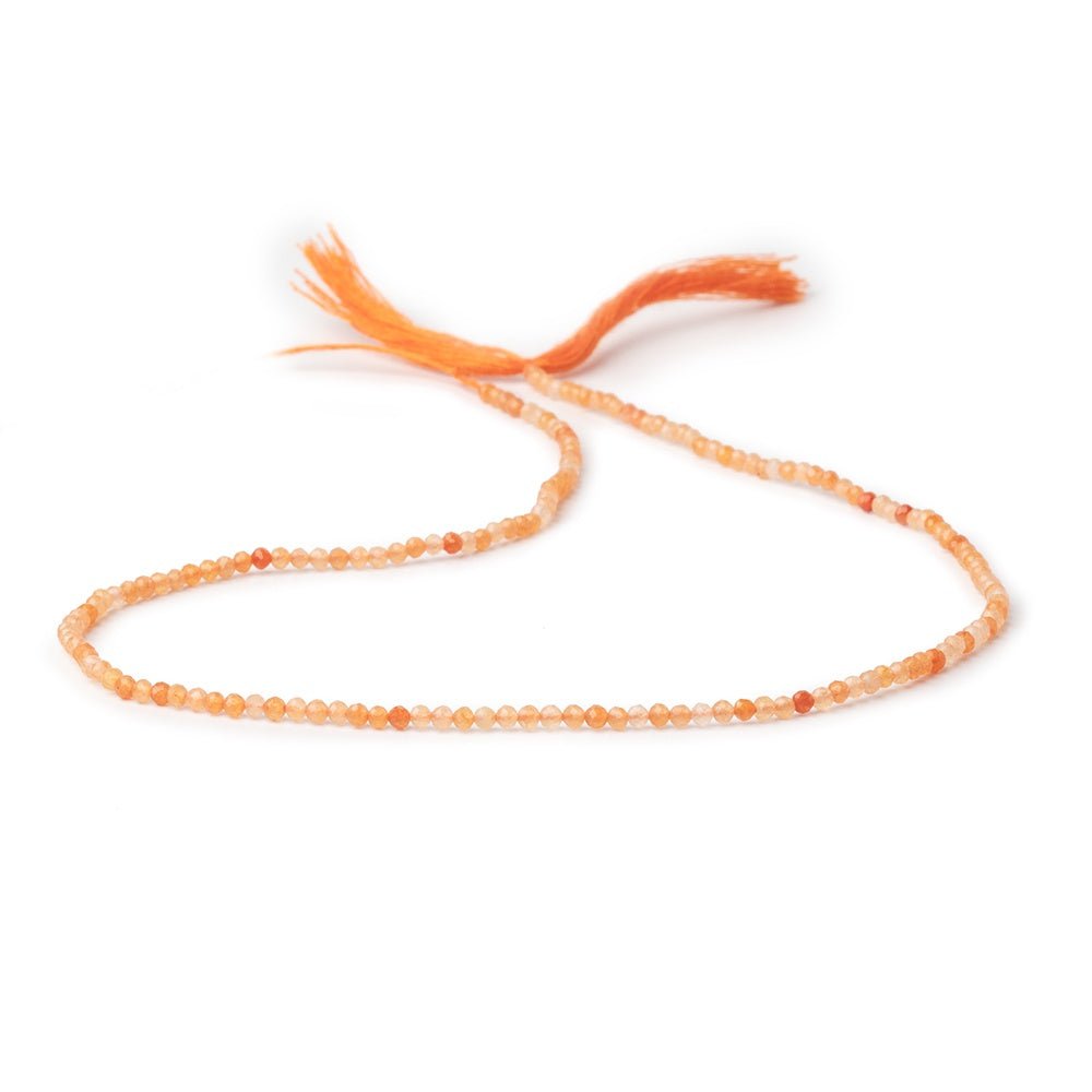 Shaded Carnelian Micro-Faceted Round Beads, 2mm, 12.5-Inch Strand