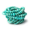 Stabilized Mongolian Turquoise Smooth Rondelle Beads, 3–10mm, 18-Inch Strand