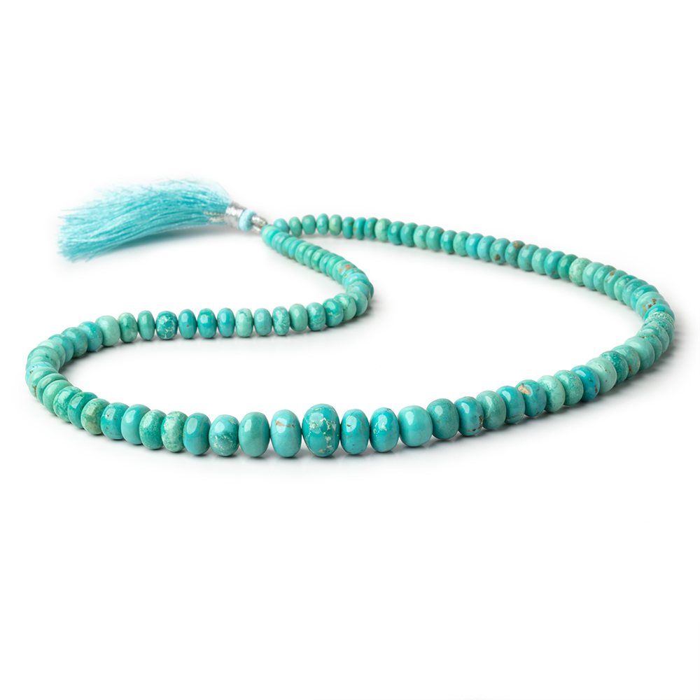 Stabilized Mongolian Turquoise Smooth Rondelle Beads, 3–10mm, 18-Inch Strand