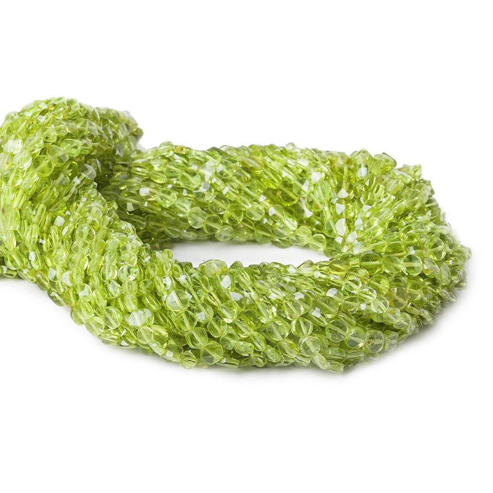 3-4mm Peridot Faceted Coin Beads, 14 inch
