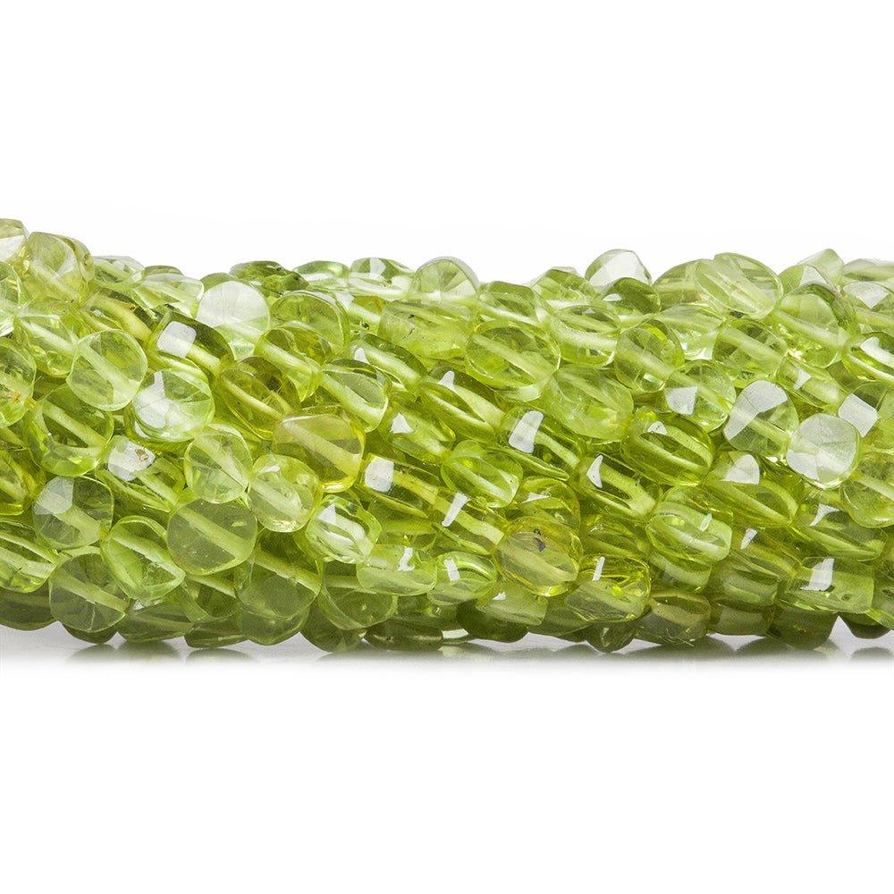 3-4mm Peridot Faceted Coin Beads, 14 inch