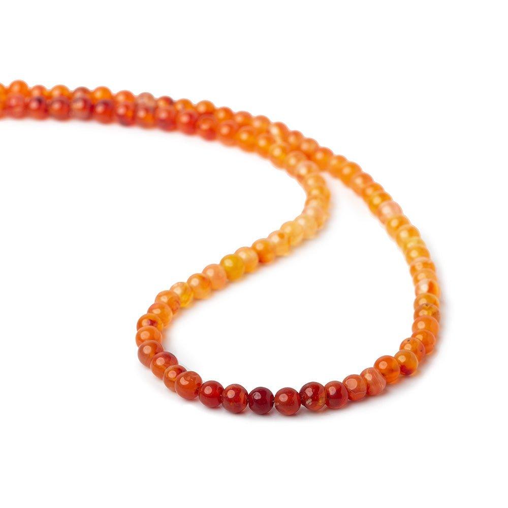 3-4mm Shaded Carnelian Plain Round Beads, 14 inch