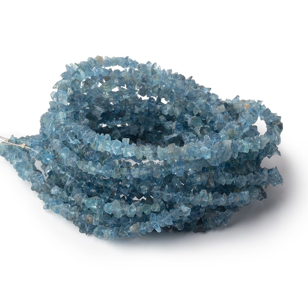 Blue Aquamarine Raw Crystal Beads, 3–5mm, 16-Inch Strand