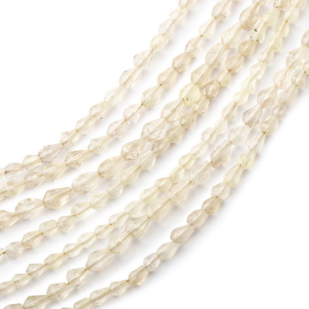 Lemon Quartz Straight-Drilled Faceted Teardrop Beads, 7-Strand Lot