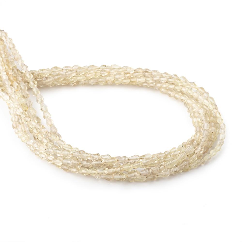 Lemon Quartz Straight-Drilled Faceted Teardrop Beads, 7-Strand Lot