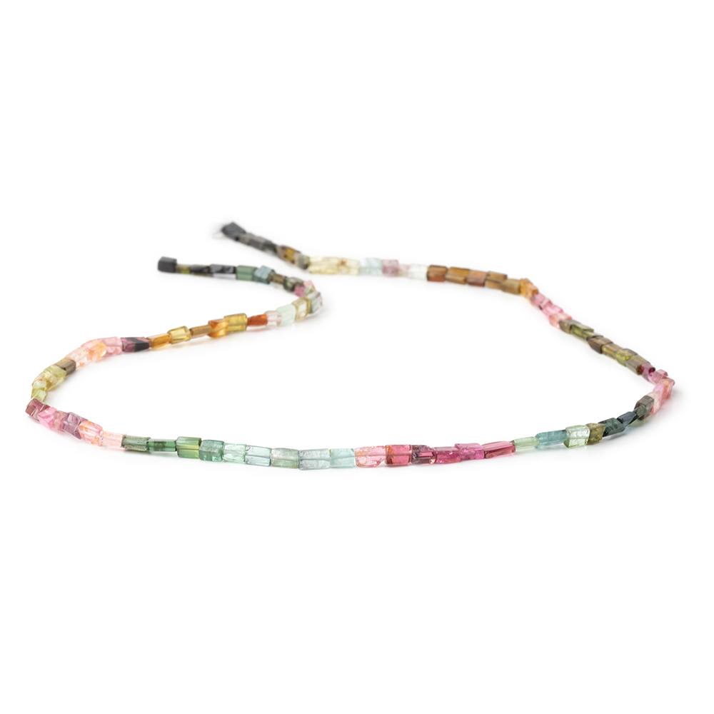 Multicolor Tourmaline Smooth Rectangle Beads, 3–5mm, 16-Inch Strand