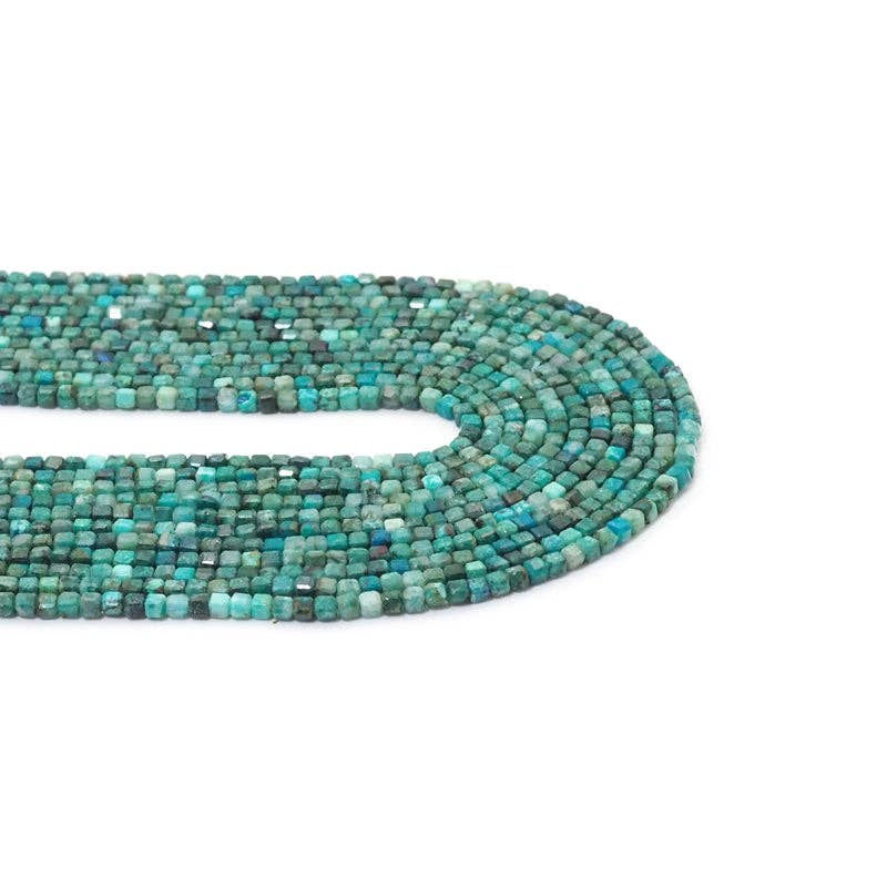 Chrysocolla Faceted Cube Beads, 2.5mm, 15–16-Inch Strand