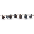 Black Druzy Agate Pear Beads, 5 × 4–8 × 5mm, 7.5-Inch Strand