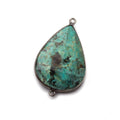 32x23mm Black Gold Bezeled African Turquoise Jasper Faceted Pear Focal Connector 1 piece
