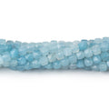Aquamarine Micro-Faceted Cube Beads, 4mm, 12.5-Inch Strand