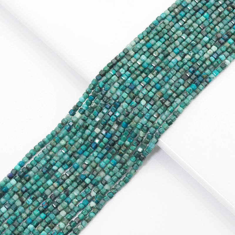 Chrysocolla Faceted Cube Beads, 2.5mm, 15–16-Inch Strand
