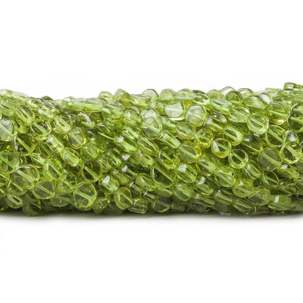 3.5-4mm Peridot Handcut Plain Coin Beads, 14 inch