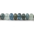 Aquamarine & Moss Aquamarine Smooth Rondelle Beads, 3.5–6.5mm, 18-Inch Strand