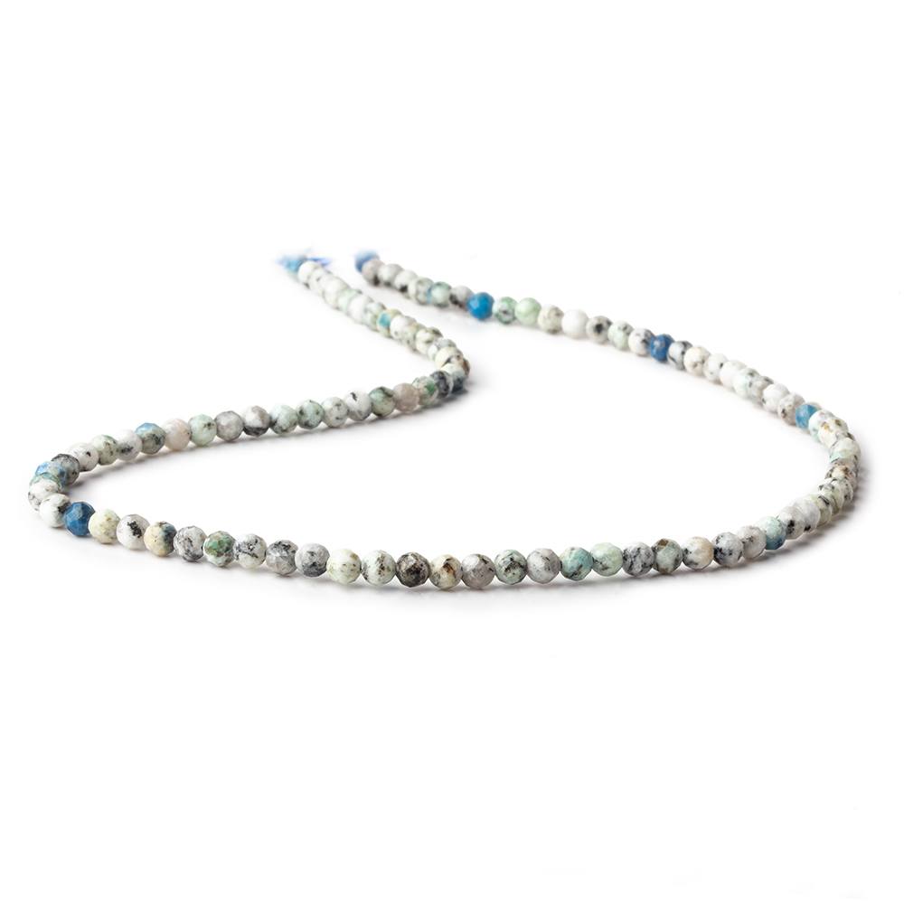 3.5mm K2 Azurite Granite "K2 Jasper" micro faceted rounds 12.5 inch 97 beads