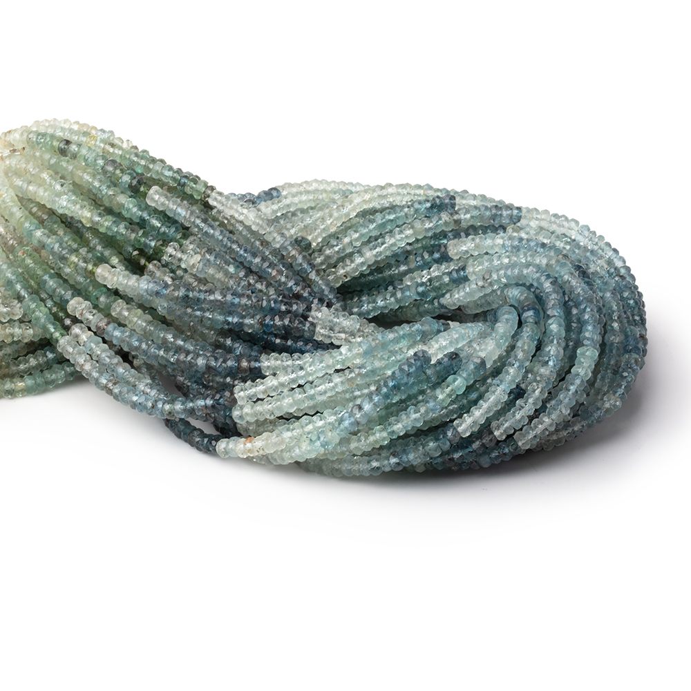 Shaded Moss Aquamarine Faceted Rondelle Beads, 3.5mm, 12.75-Inch Strand