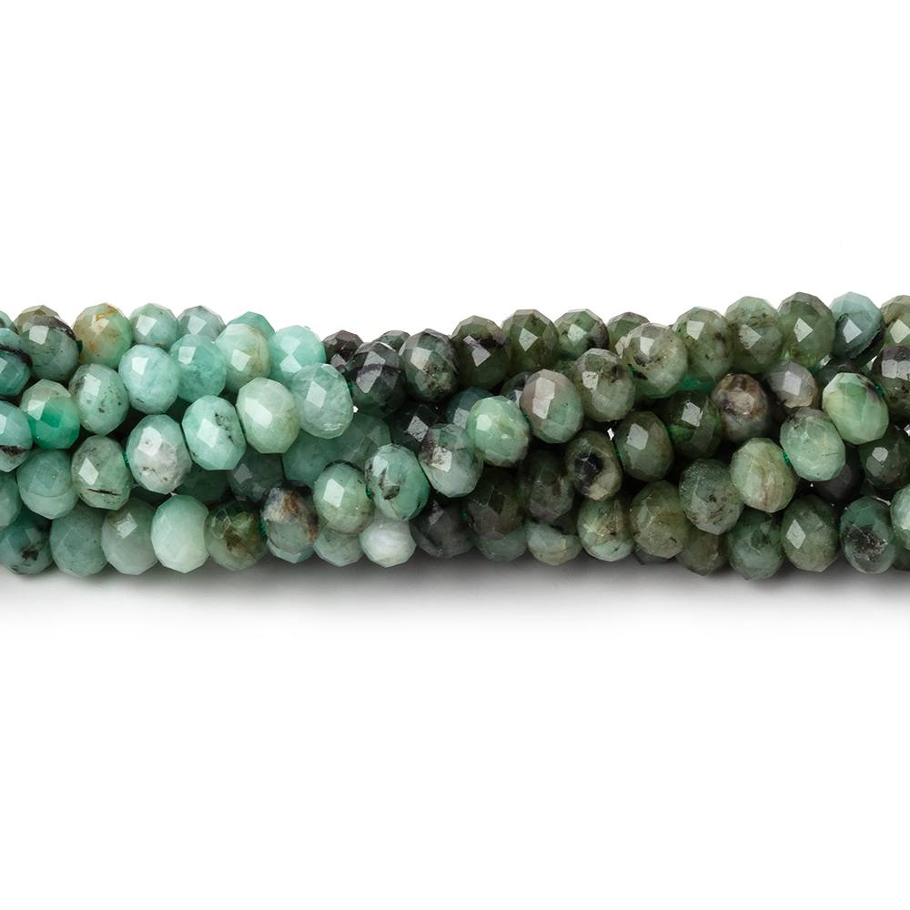 3.8-4mm Brazilian Emerald Micro Faceted Rondelle Beads 13 inch 112 pieces