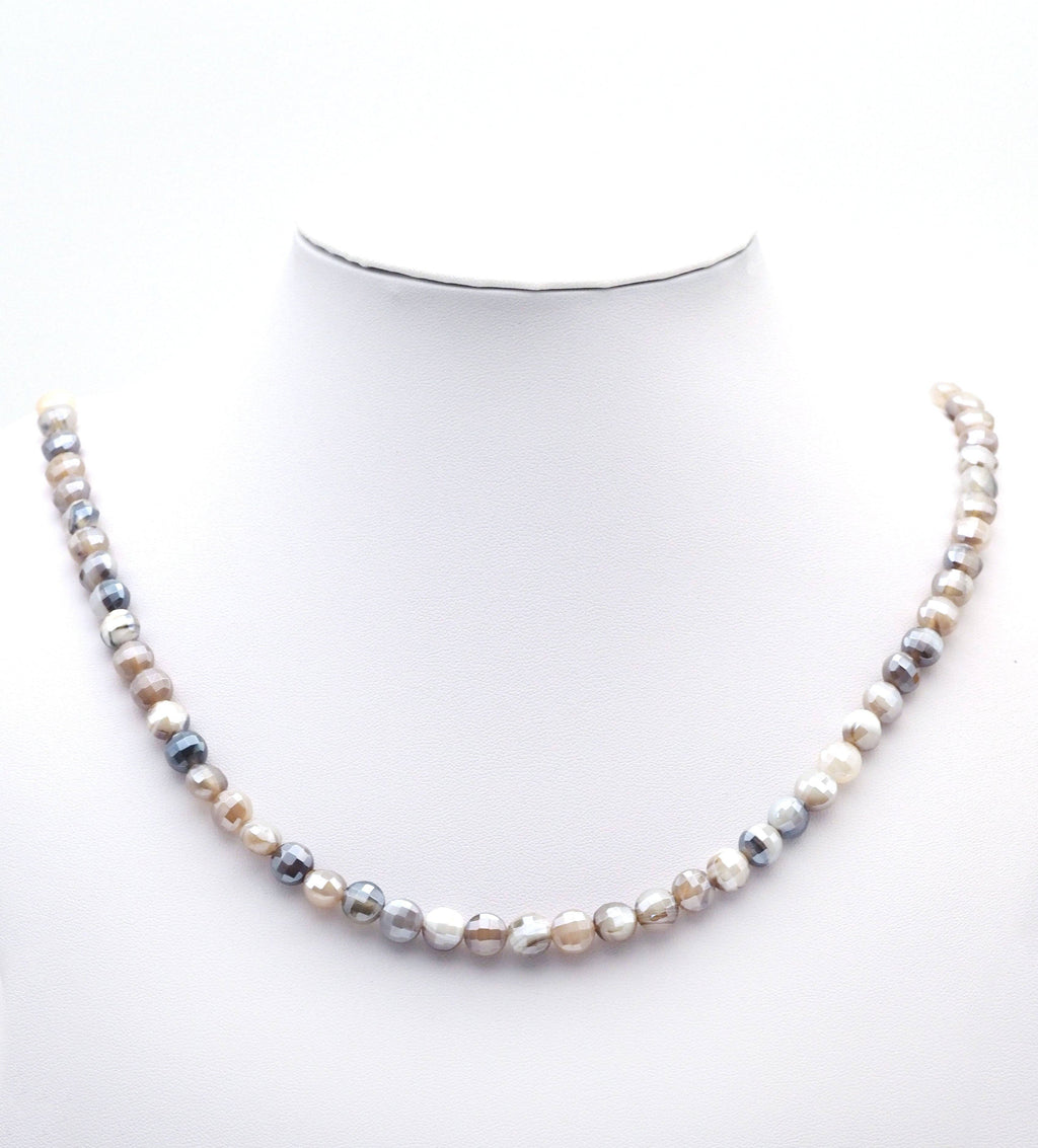 Mystic Gray Banded Agate Coin Beads, Double-Sided Turtle Shell Cut, 8mm